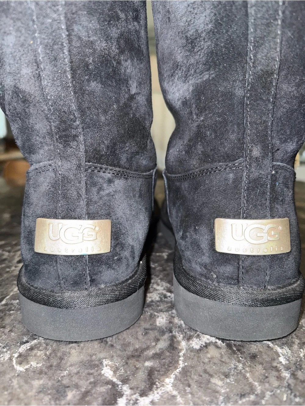 UGG Upside Sheepskin Fur Kneehigh Black Suede Lace-Up Shearling-Trim Boots 5163